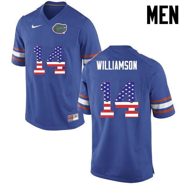 Men Florida Gators #14 Chris Williamson College Football USA Flag Fashion Jerseys-Blue